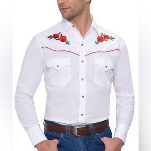 🎃Men's Ely Cattleman Long Sleeve Western Snap Shirt with Rose Embroidery